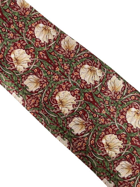 dark red maroon tie with  william morris pimpernel floral design